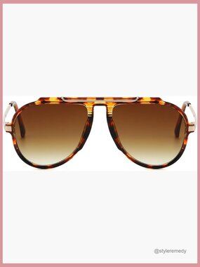 Oversized Aviator Sunglasses Gold Metal Frame UV400 Protection
